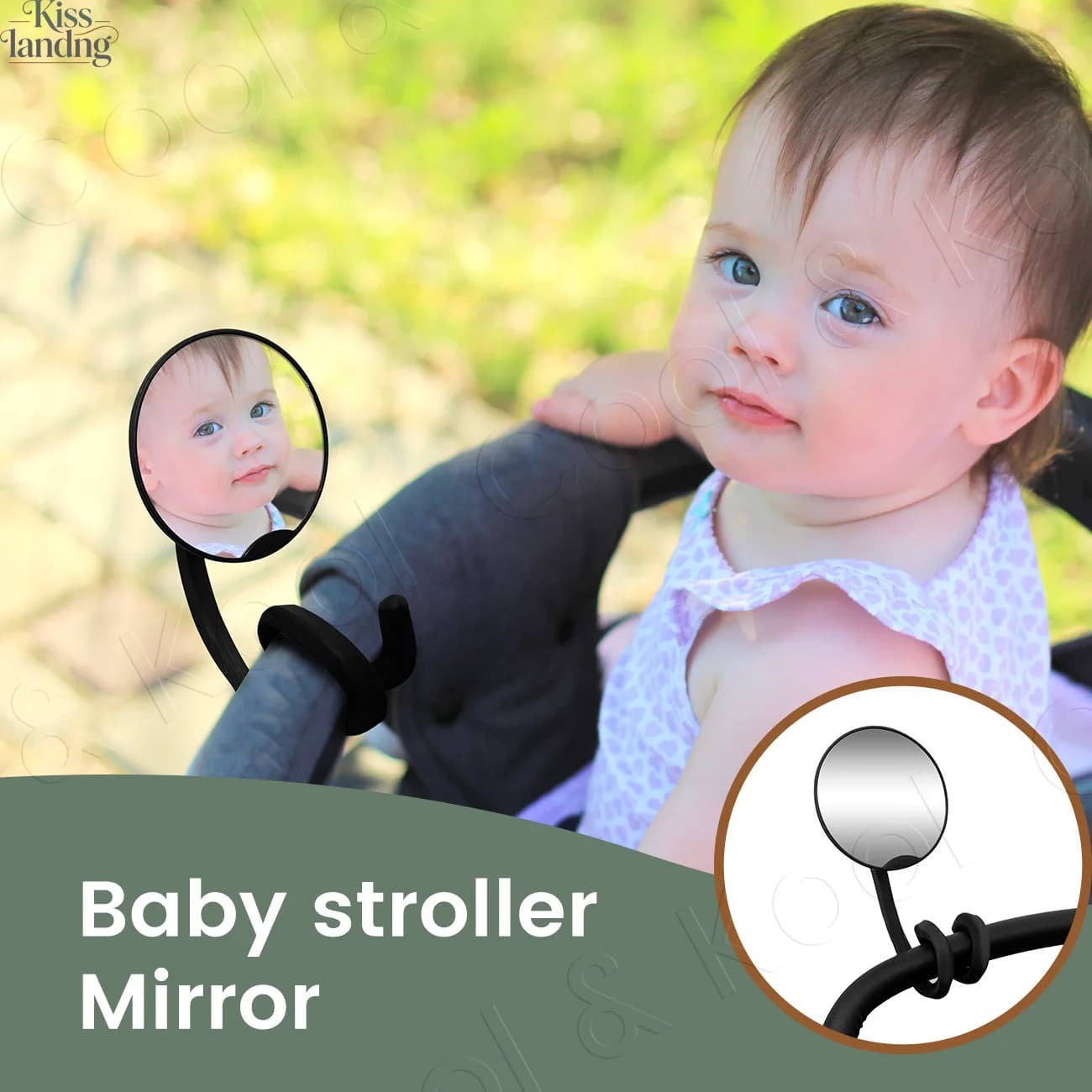 Stroller Mirror 360° Rotating, Shatterproof with Non-Slip Silicone Leg for a Full, Secure View of Your Baby
