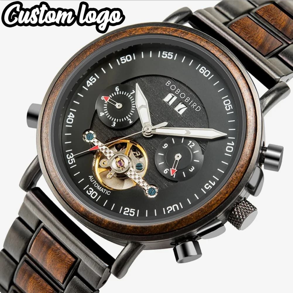 Mechanical Watch Men BOBO BIRD Wooden Automatic Wristwatch Man Fashion Business Auto Date Clock Waterproof Механические часы