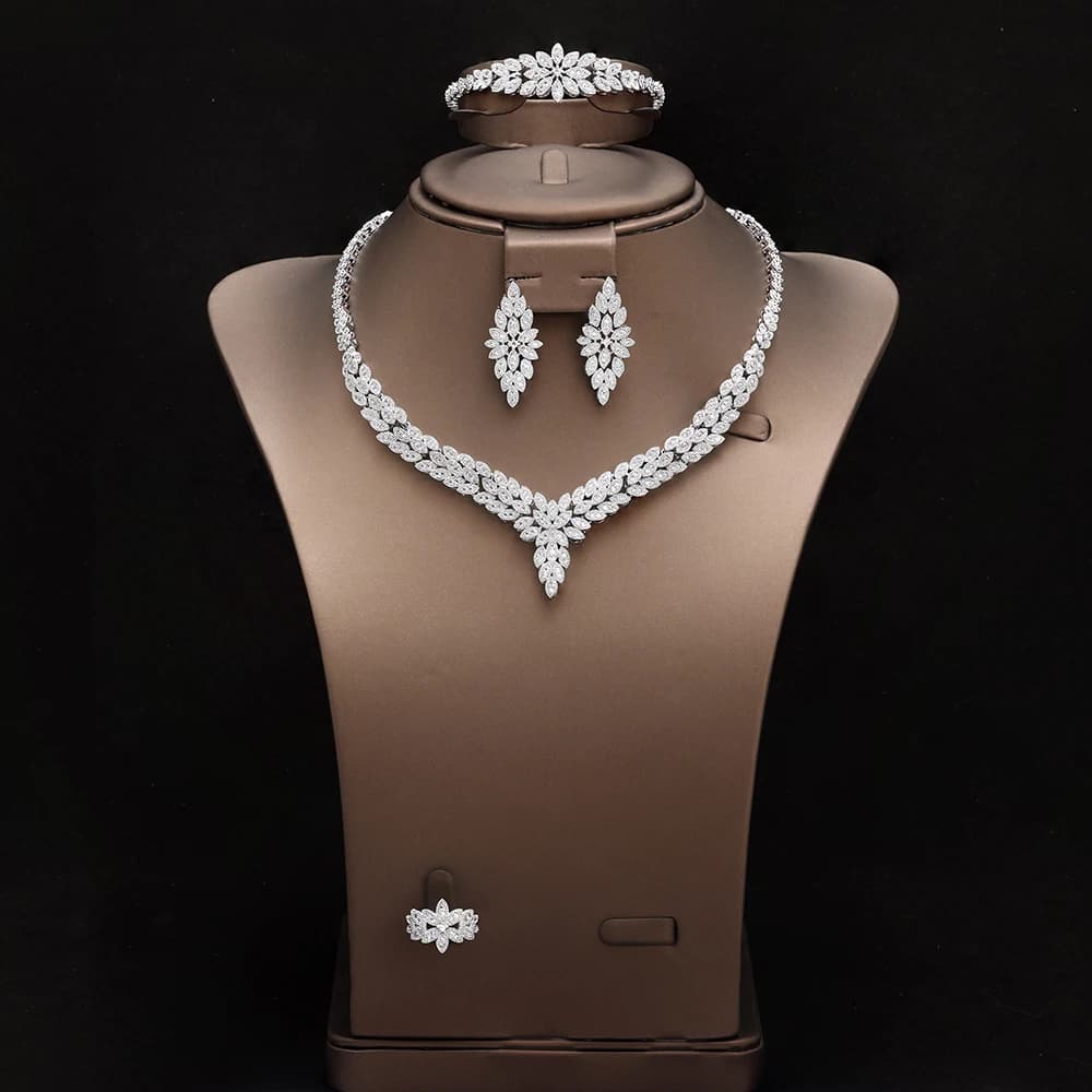 White Gold Plated Wedding Jewelry Set Wedding Bridal Party Necklace Jewelry Sets  Fashion Women Accessories