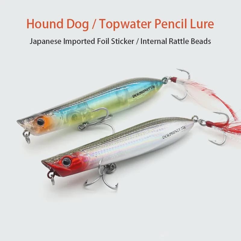 Freshwater Fishing Lures, Top Water Fishing Gear for Trout and Bass Fish, Spooks Cupped Mouth Walker, Long Casting Treble Hooks