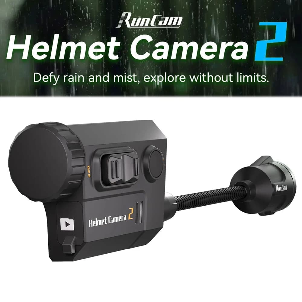 RunCam Helmet Camera2 Headset Action Camera/Dashcam with Night Vision, Long Battery Life, and Waterproof Design