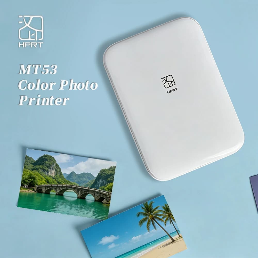 HPRT MT53 Color Photo Printer Mini 2x3"Photo Portable Mini Thermal Printer Inkless Self-adhesive Sticker Photos Printing Machine