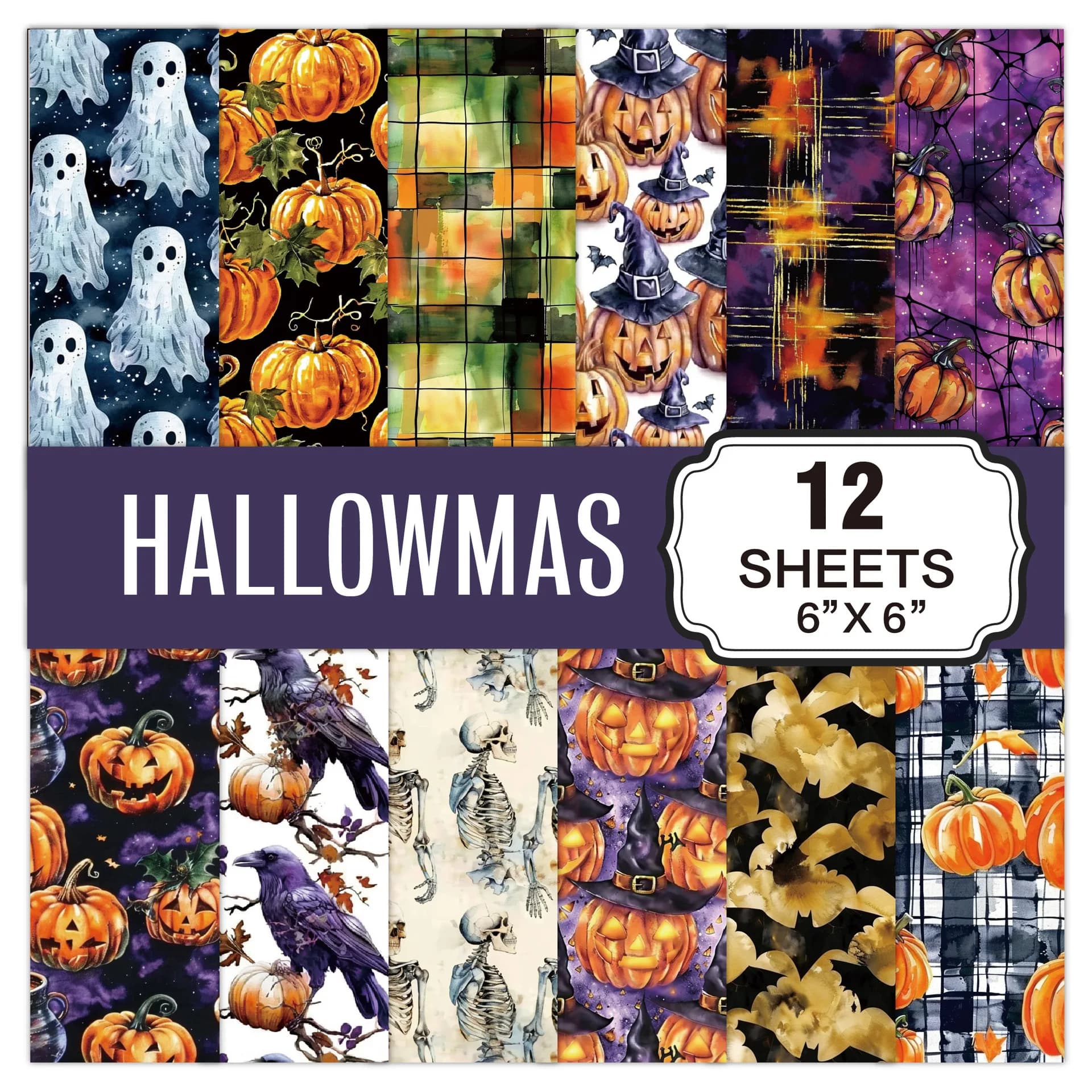 Craft Paper Scrapbooking Handbook Pumpkin Ghost Bat DIY Collage Holiday Decoration Halloween Material Paper