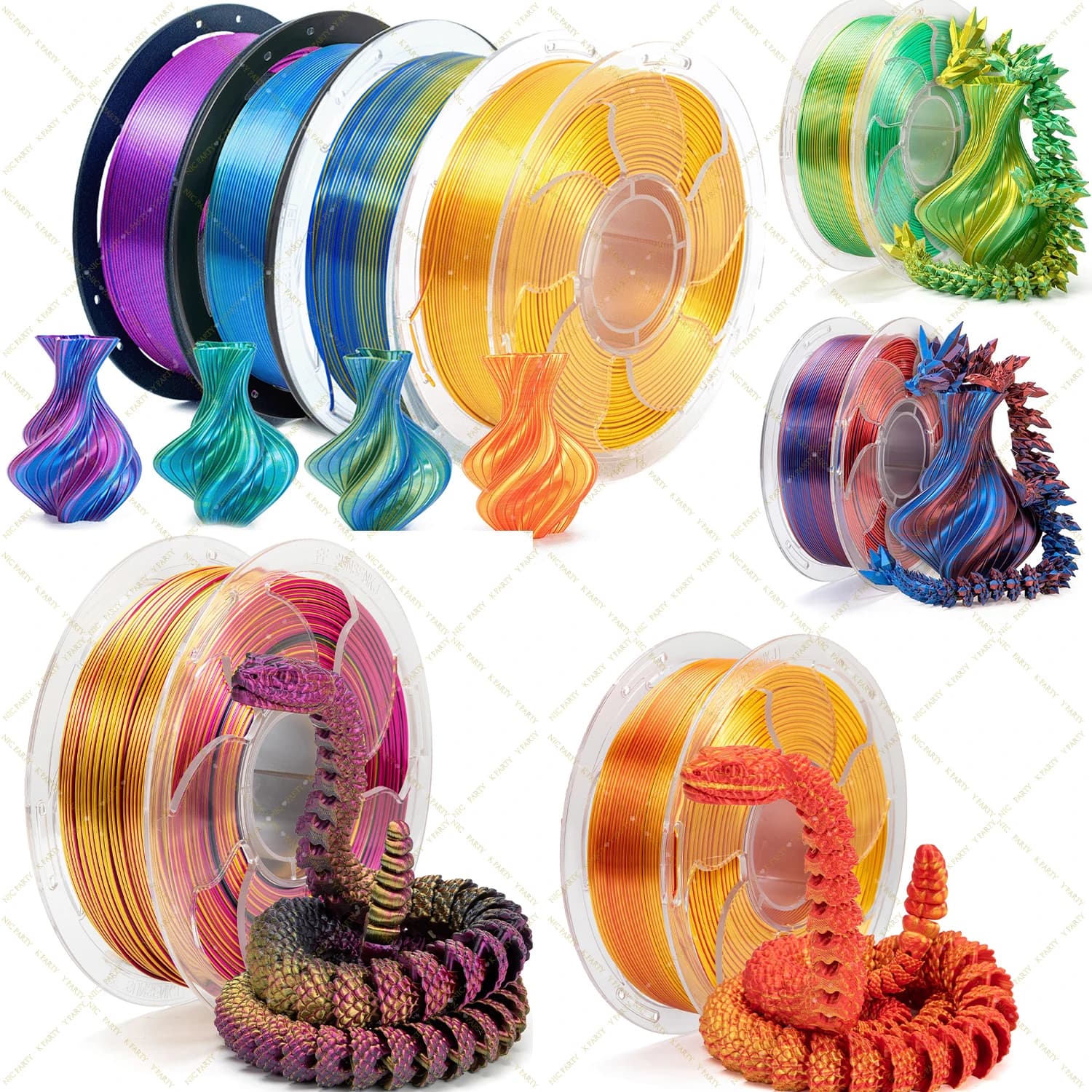 3D PLA Printing Material Metal Filament Funny Props Models ColorfShiny Metallic Finish 3D Printing Filament Dimensional Accuracy