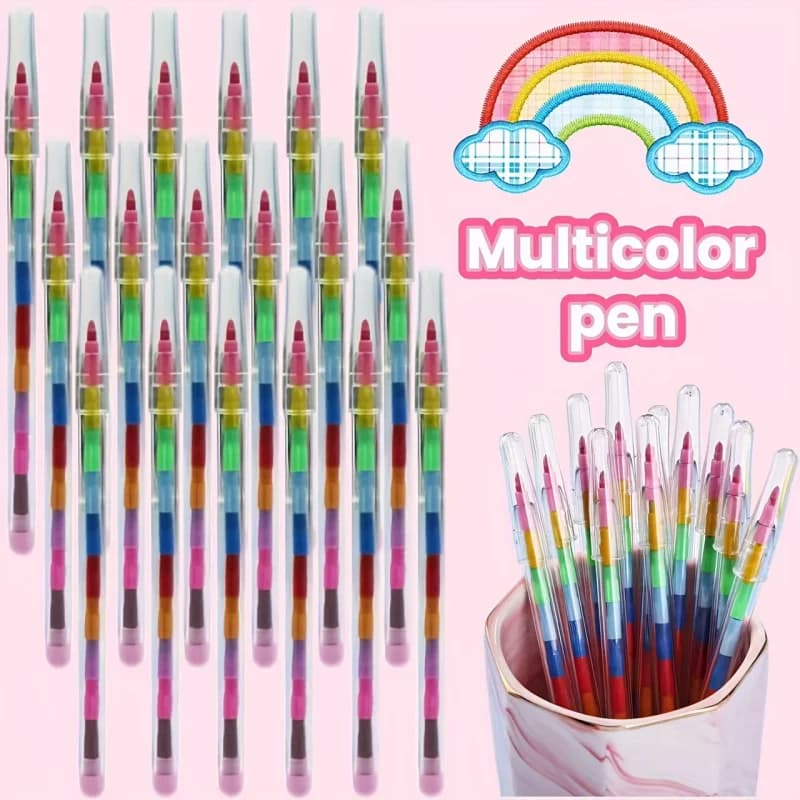 12PCS Stackable Crayons Assemblable Crayons, Party Gifts Multicolor Graffiti Drawing Tools School Office Magic Colored Pencils
