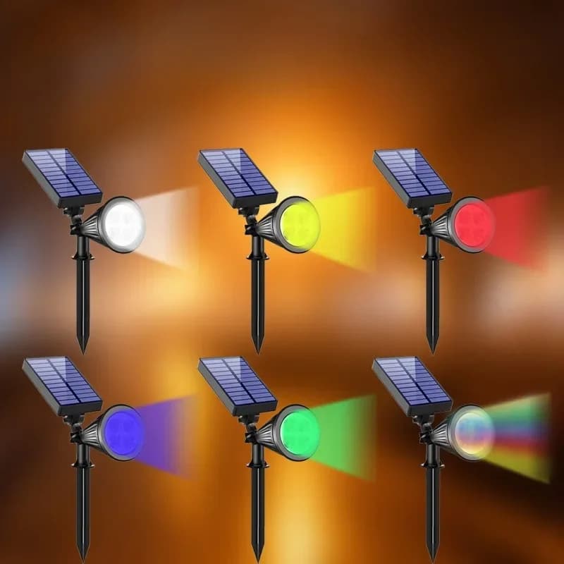 Solar Spotlights, 4 LEDs, Brightness Adjustable, Outdoor IP65 Waterproof, for Garden Backyard Driveway Patio Law Decor