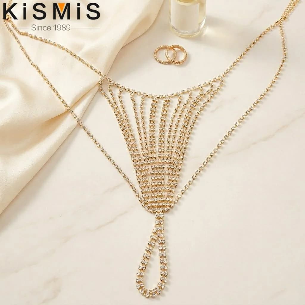 Body Chain Jewelry for Women Rhinestone Crystal Waist Chain Belly Chain Thong Bikini Underwear Sexy Beach Accessory Trend