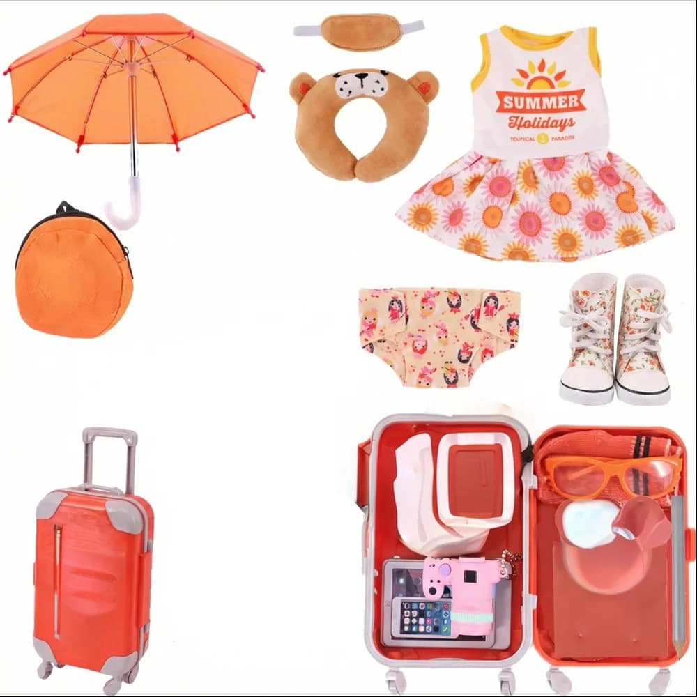 Baby Doll Clothes Shoes Suitcase Accessories Fits 18 Inch American&43Cm Baby Doll Our Generation Toy For Kid DIY Gifts