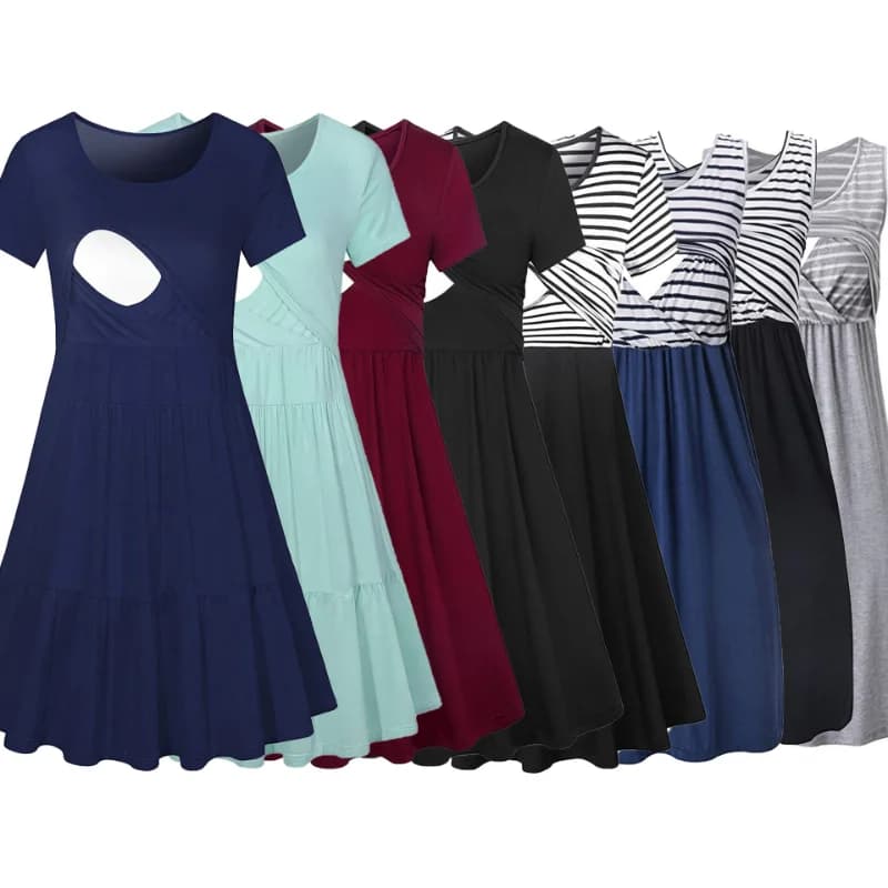 Maternity Dresses Fashion Striped Dress Summer Dress Loose Simple Sleeveless Dress Women's Clothing
