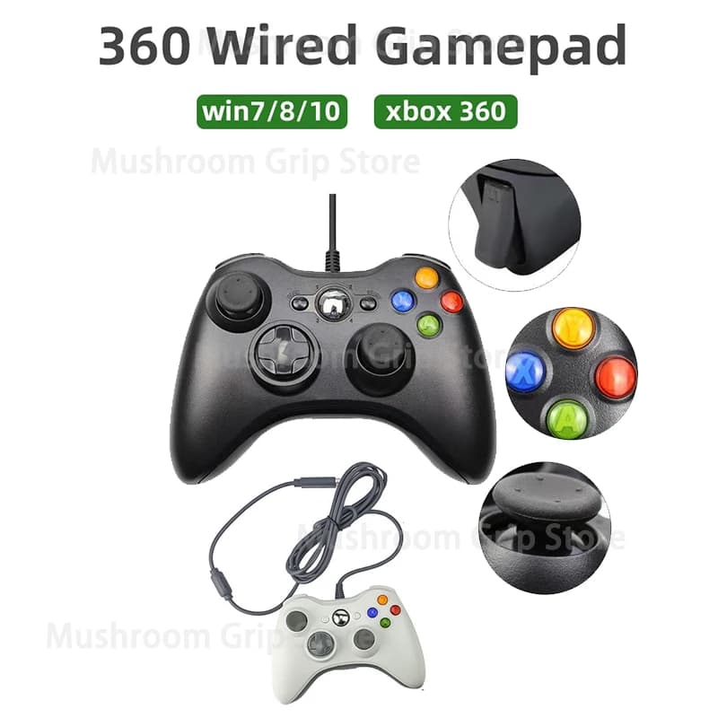 Wired Game Controller for Xbox 360 with Dual-Vibration Joystic Compatible with Xbox 360/360 Slim&PC Windows 7,8,10,11