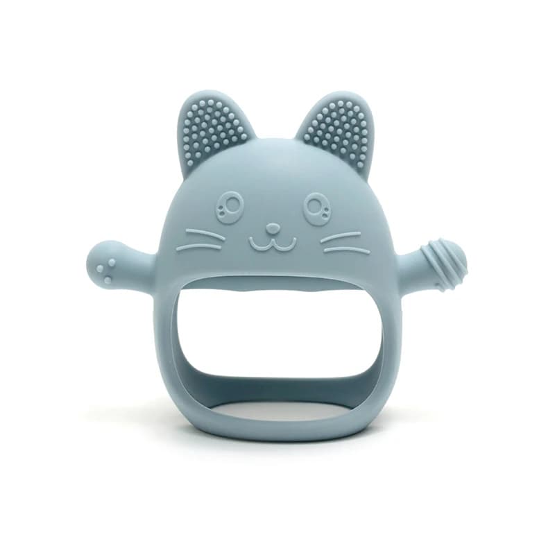 Baby Teething Mittens - Food-Grade Silicone Glove Chew Toy, Anti-Sucking Hand Guard, Cute Bunny Design