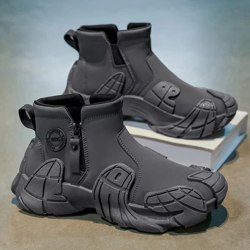 Men's Work Boots Autumn Construction Site Labor Protection Shoes Waterproof Non-Slip Wear-Resistant Heightening Workwear Mart...