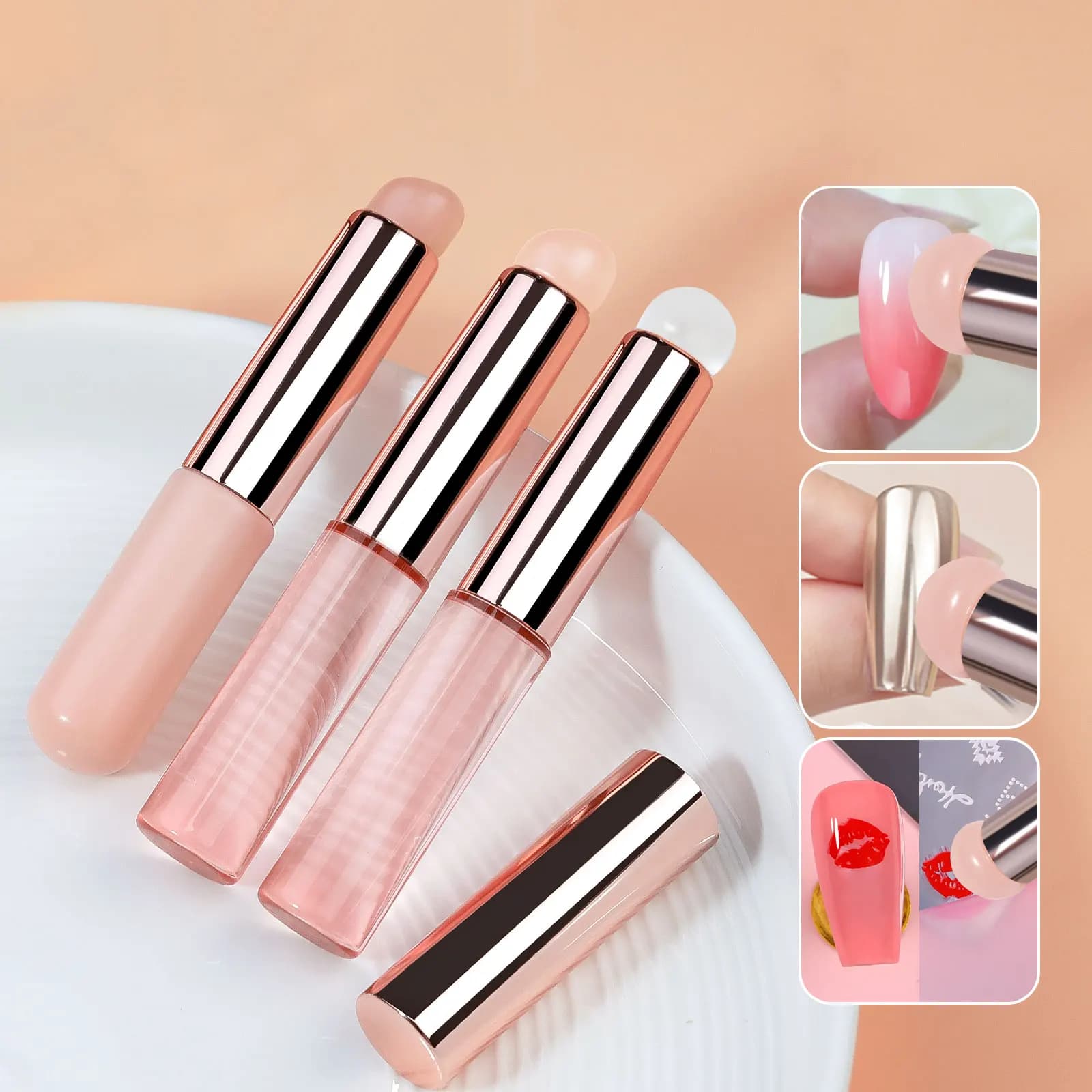 Nail Art Glitter tools gel pen shade silicone stick portable multi-functional re-use nail brush lip brush special tools