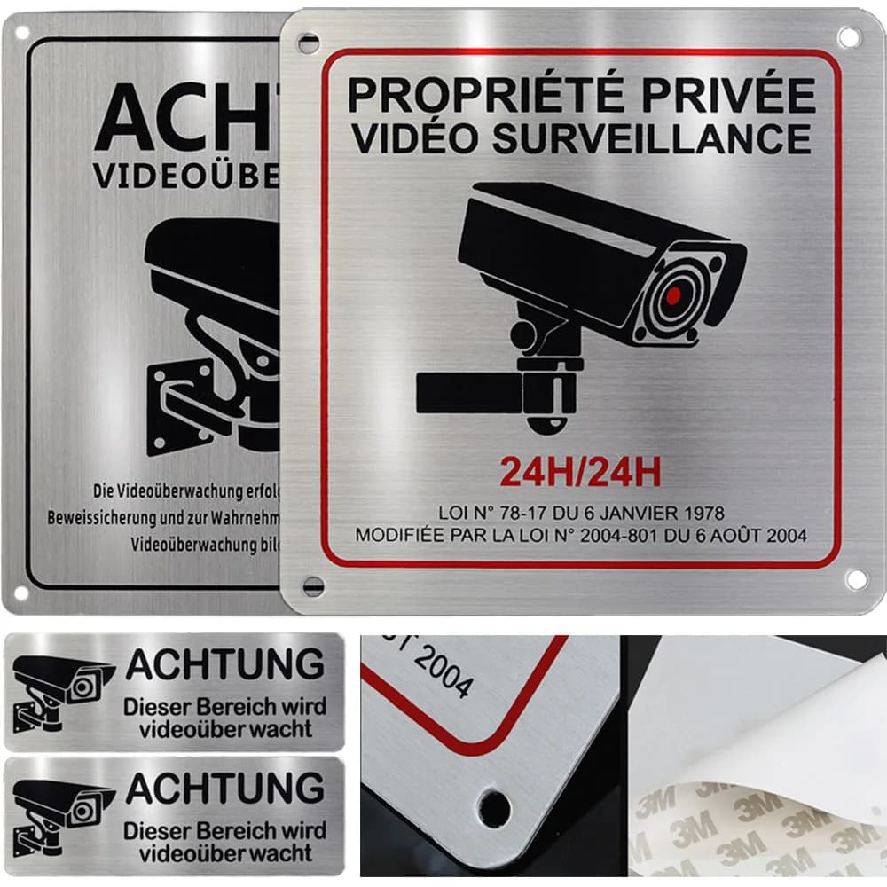 Video Surveillance Sign, Security Camera Signs, Reflective and Waterproof Material 24 Hour Surveillance Sign for Home/Business