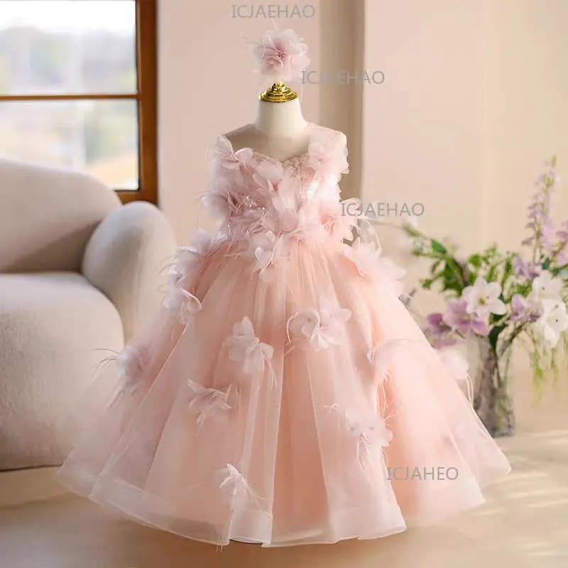 Girls Dress Summer Fashion Girls Princess Wedding Dresses Vestido Piano Performance Costume Teenager New Kids Clothes 1-14 Years