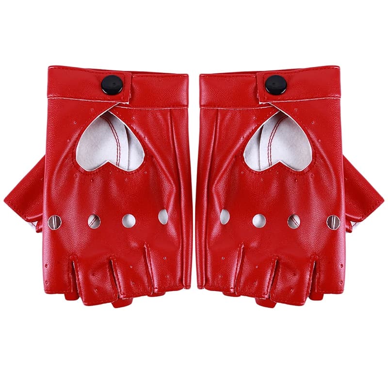 Leather Gloves Guantes Mujer For Women Girls Red Balck White Loving Heart Gloves For Women