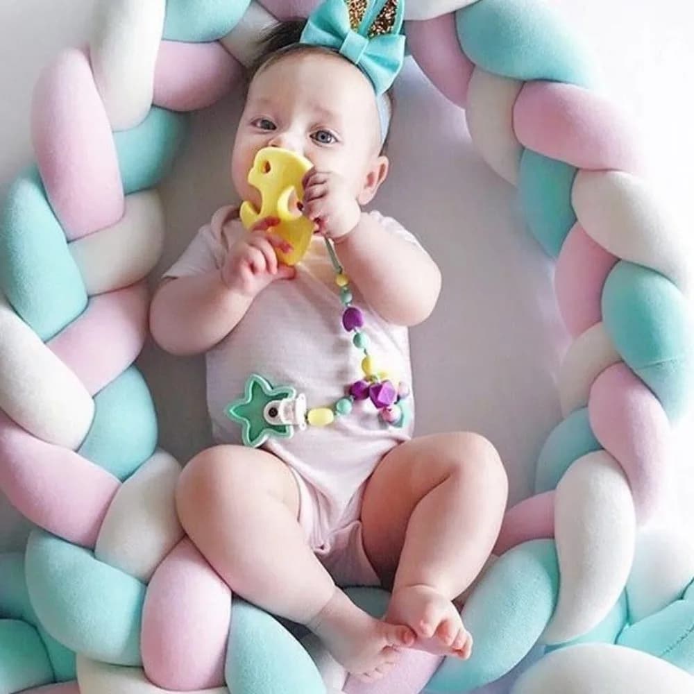 Baby Crib Bumper Handmade Cot Bumper Soft Washable Braided Pillow Edge Protection Breathable Crib Protector Baby Room