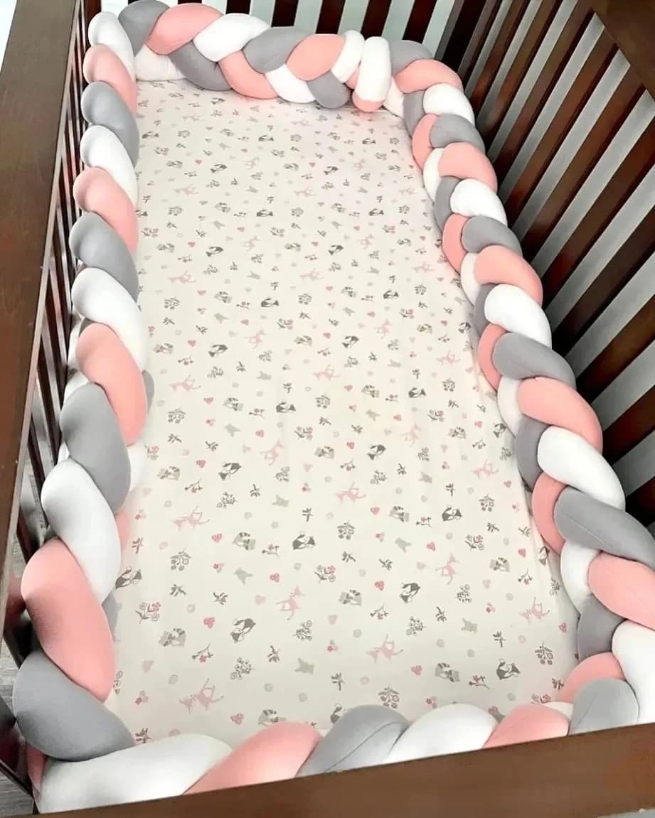 Baby Crib Protector Bed Braid Knot Cushion for Infant Kids 1/2/3/4M 3 Shares Toddler Baby Bed Bumpers In The Crib Newborn 2024