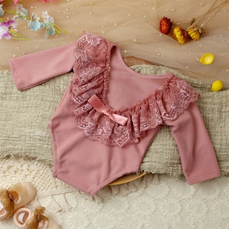 Baby Photo Clothing Lovely Princess Lace Jumpsuit Long Sleeve Romper Newborns Shower Party Elegant One-piece Photo Props A2UB