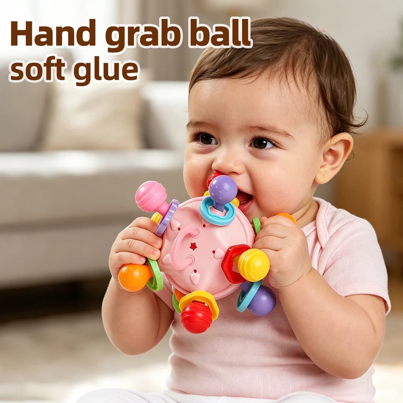 Montessori Baby Teething Toys Sensory Chew Teething Ball Rattle Grasping Activities Babies Toys for 0-18 Months Girls Boys Gifts
