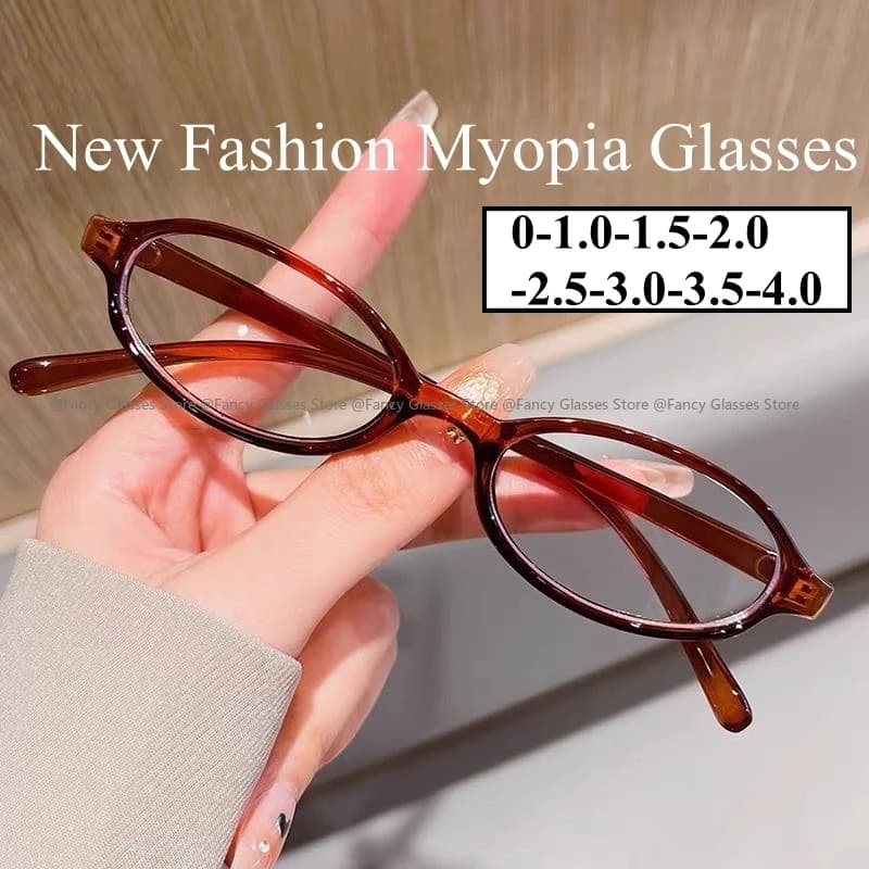 Women Fashionable Myopia Glasses Trendy New Small Frame Near Sight Eyeglasses for Female Men Vintage Oval Computer Eyewear