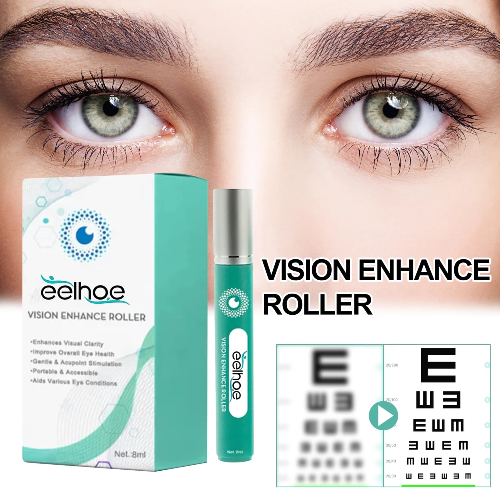 Eye Serum and Massage Roller to Relax the Eyes, Relieve Dryness and Fatigue, and Provide Eye Care Massage