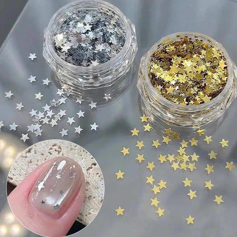 Silver Glitter for Nails Design Shiny Nail Glitter Flakes Sparkling Silver Nail Sequins Starlight Sequins Glitters Nails Charms