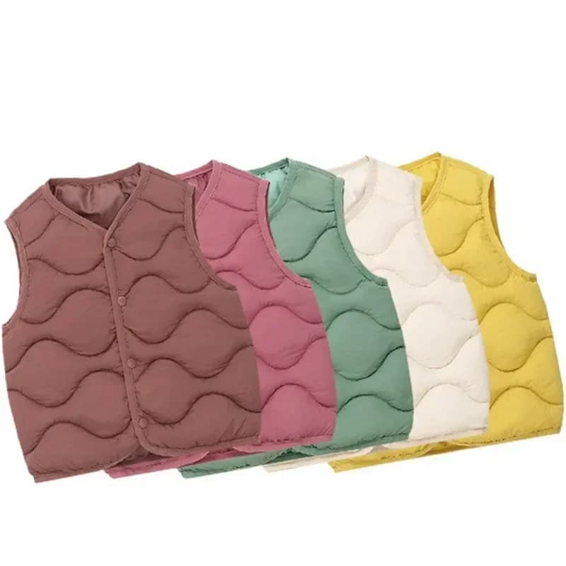 Autumn Winter Children Boys Girls Warm Vest Solid Cotton-Padded Waistcoats Baby 1-6Y Children Thicken Warm Outerwear for Kids