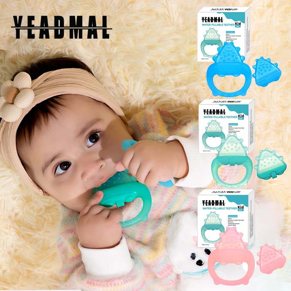Freezable Baby Silicone Teething Toys – Cooling Relief for Babies 0-12 Months, BPA-Free, Water-Filled & Ice Teething Toys, Safe