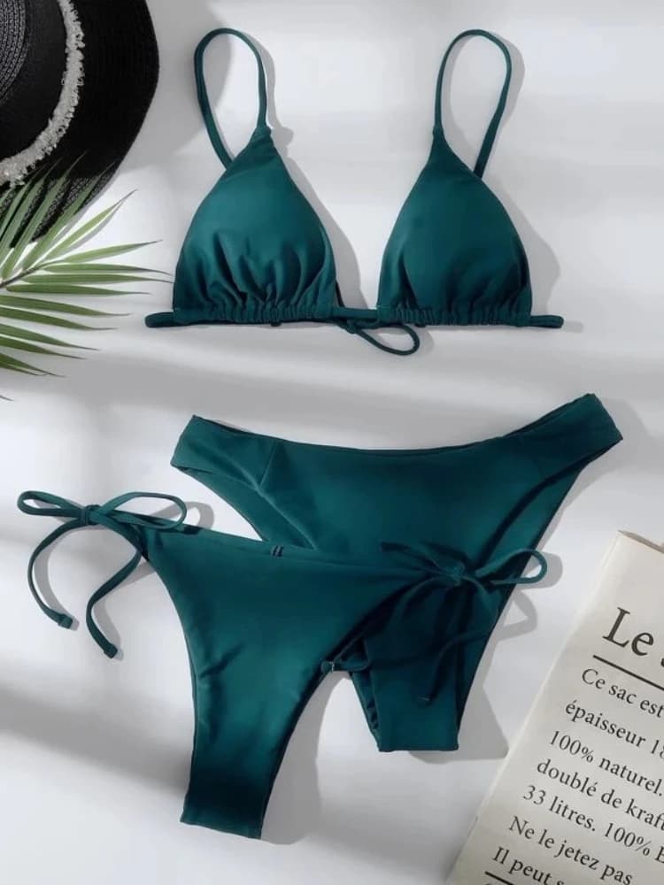 3 Pieces Bikini Set Women Push Up Swimsuit with 2 Bottoms Low & Mid Waist Adjustable Straps Summer Beachwear Bathing Suit