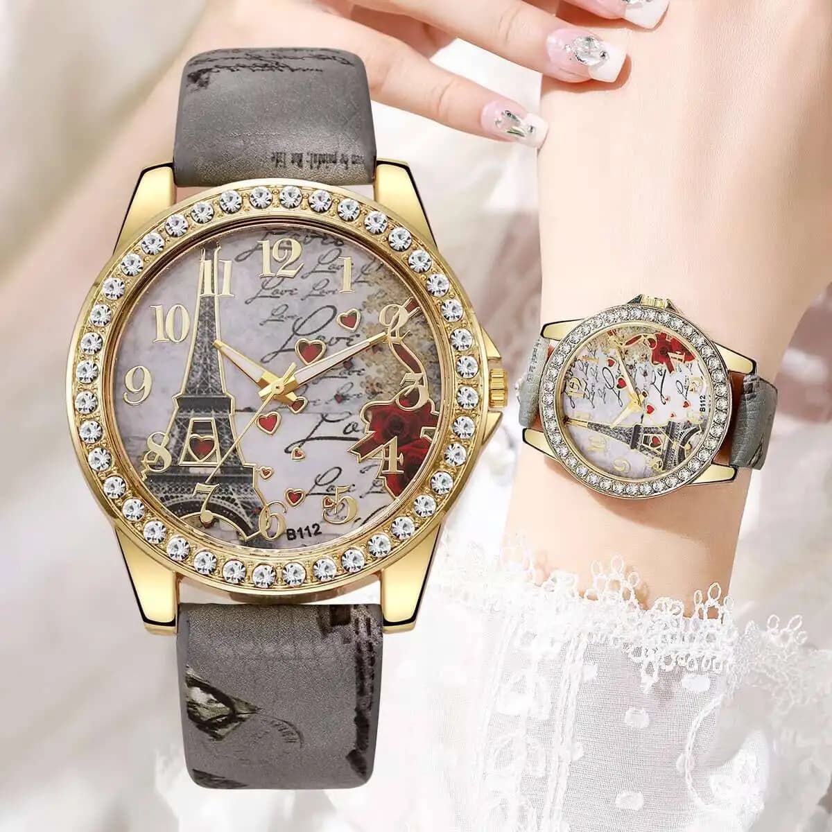 Fashion Flowers Women Watches Casual Leather Strap Analog Quartz Watch Reloj Mujer Girls Clock Gift Relogio Feminino
