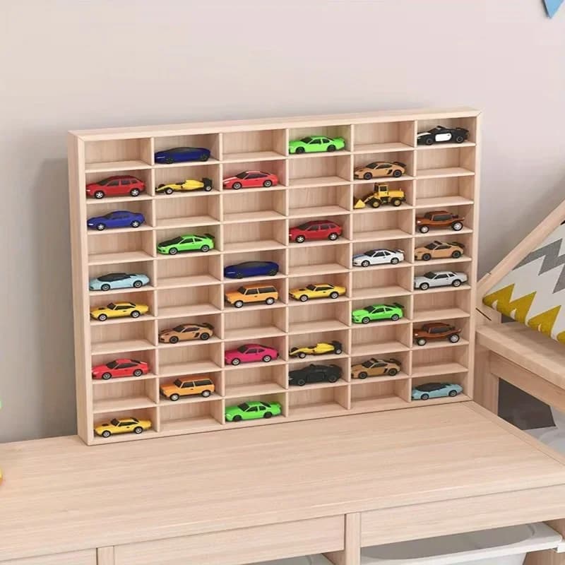 Solid Wood Storage Box Storage Box Organizer Box Storage Solid Wood Domeka Car Storage Cabinet Wall Shelf Wooden Toy Multi-Grid