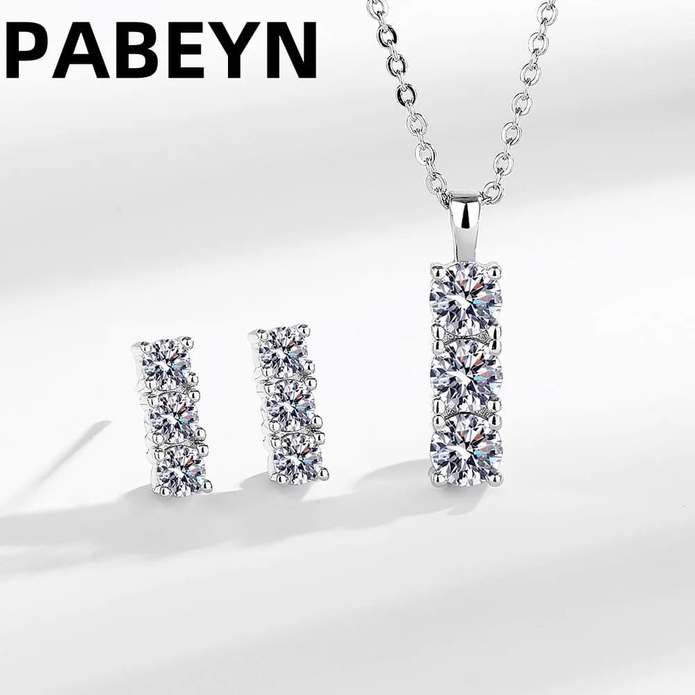 925 Sterling Silver Jewelry Set With Diamond Necklace And Earrings, Wedding Dress Versatile Jewelry Set Inlaid With AAAAA Zircon