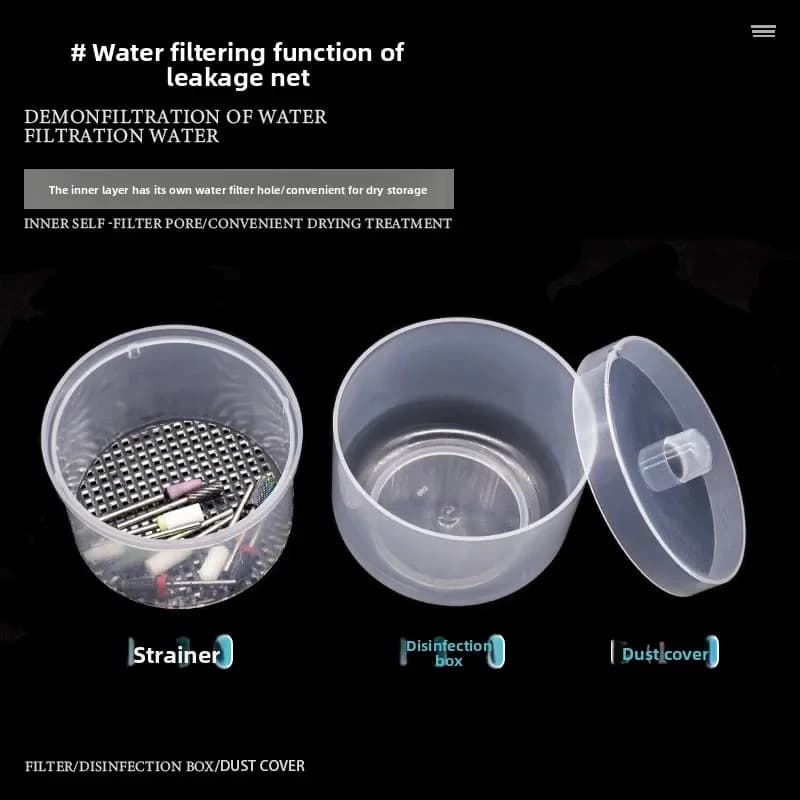Nail Art Drill Bits Grinding Head Sterilizer Disinfection Box Nail Tool Cleaning Box Manicure Storage Case Clipper Accessories