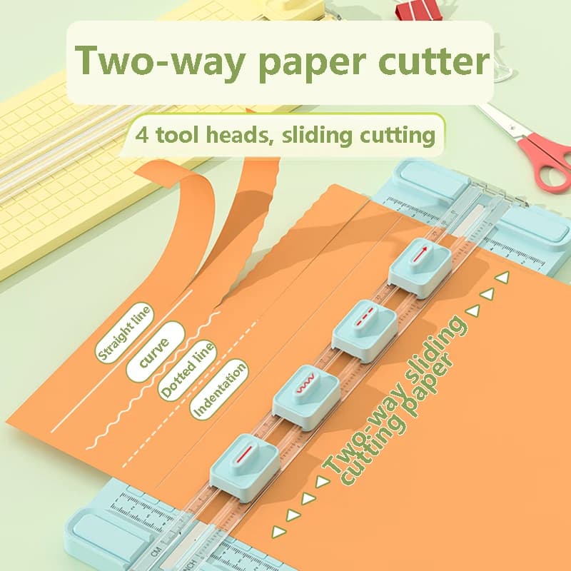 1PC 4 in 1 Two-Way Paper Cutter, Manual Office Paper Cutter, Send 4 Cutter Heads, Design for Schools, Offices and Homes