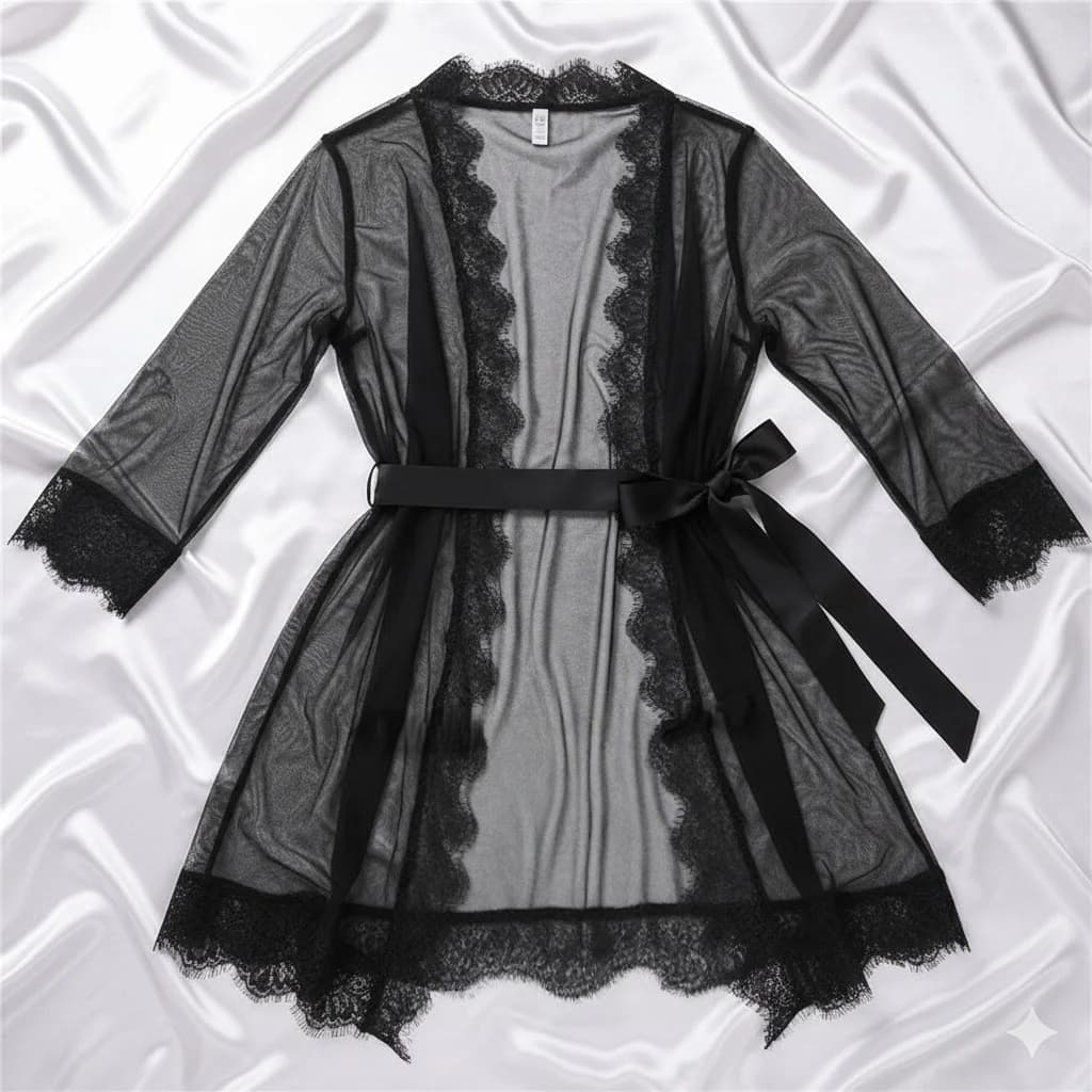 Sexy Sleepwear Women Sexy Sheer Perspective Lingerie Set Lace Robe Nightdress Underwear G-String Nightgown Dress Sexy Clothes
