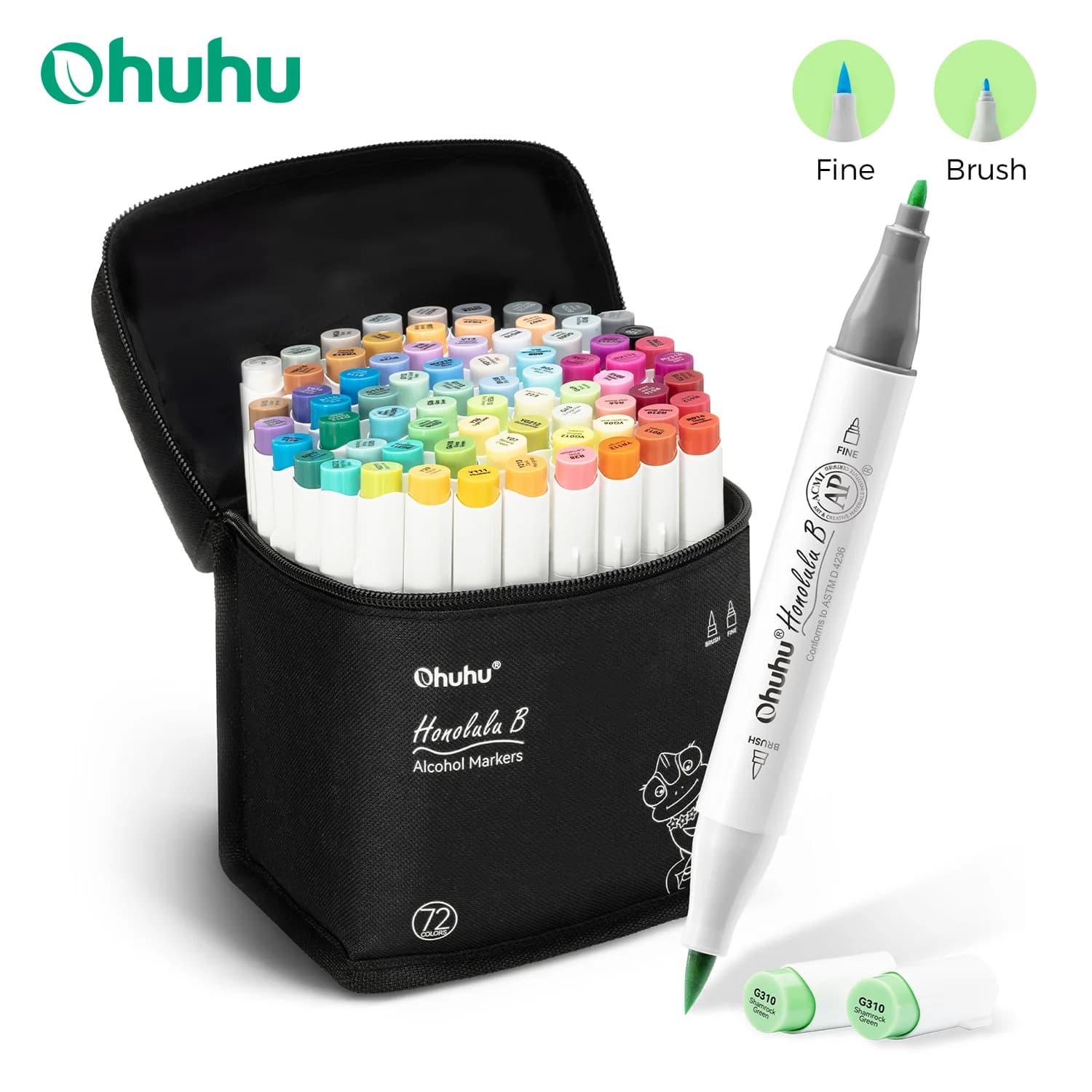 Ohuhu Honolulu B Marker Pen Set Color Markers Alcohol Art Markers Refillable Dual Tips Sketching Drawing Manga School Supplies