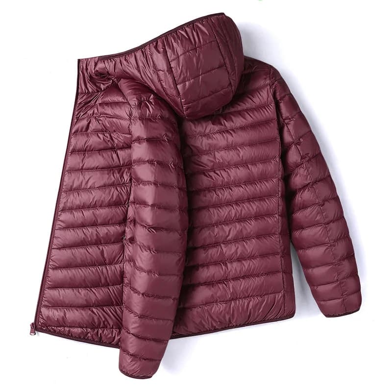 Mens Winter White Duck Down Jackets Hoodie Portable Ultra Light Thin Male Hoody Stand Collar Jacket Outwear Down Coat DJ03