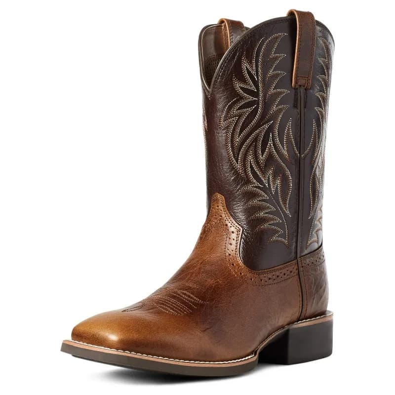 Men High Boots Embroidery Men Boots Retro Pu Leather Western Cowboy Boots Square Toe Casual Shoes Handmade Outdoor Mid-Calf Boot