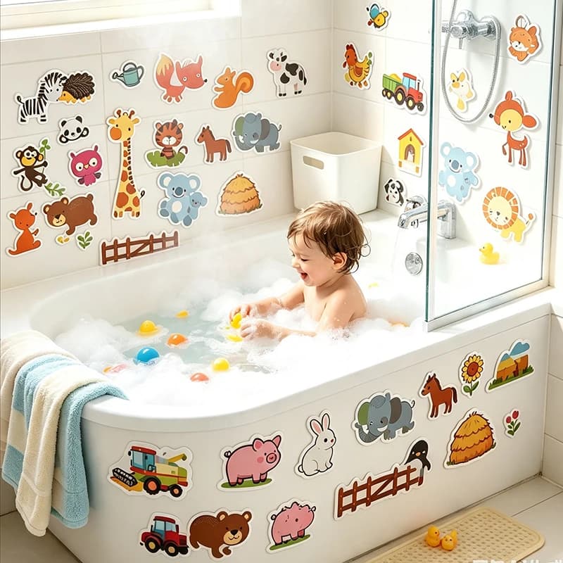 Baby Toy Animal Bath Toys for Kids Soft EVA Paste Bathroom Toys Animal Cognitive Floating Water Toys for Boys Girls 2 to 4 Years