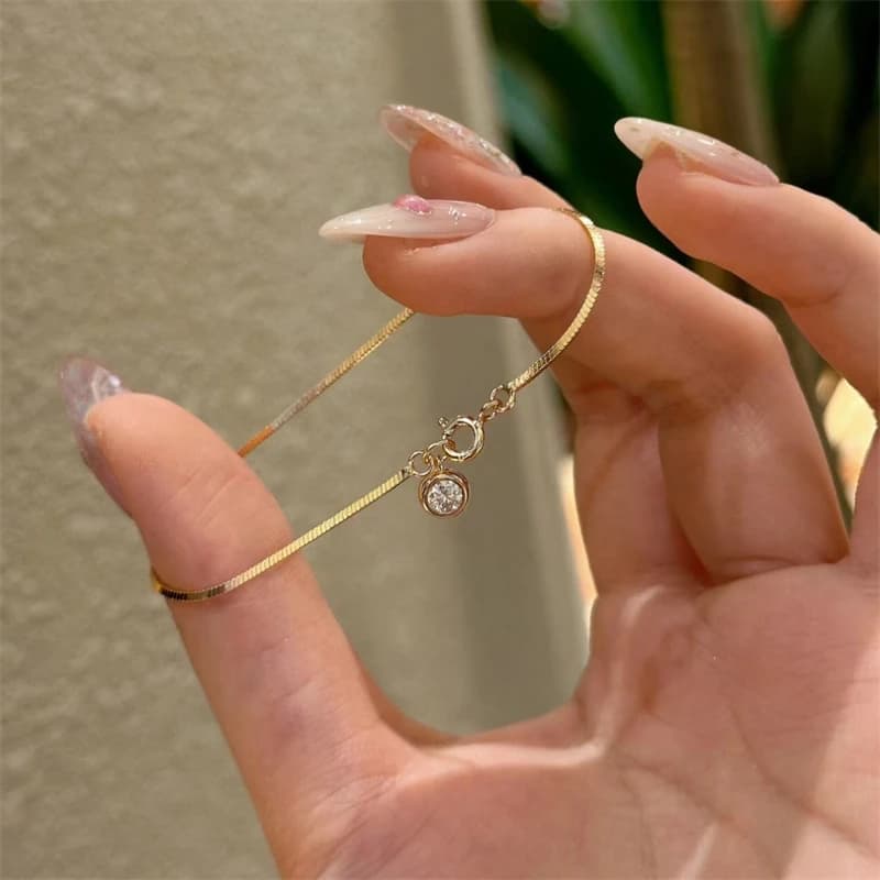 Luxury Flower Brass Bracelet New High-End Minimalist Zircon Charm Blade Chain Women’s Bracelet Party Jewelry Gift
