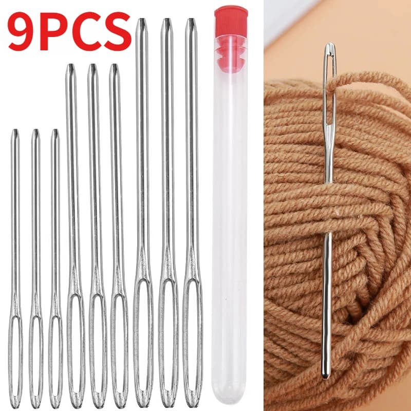 9 PCS Large Eye Blunt Sewing Needles Cross Stitch Knitting Needle Handmade Leather Embroidery Thread Needle Sewing Accessories