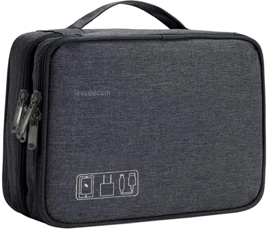 Electronic Cable Organizer Bag Waterproof Travel Storage Bag with Adjustable Divider, Shockproof Portable Double Layer Tech Bags