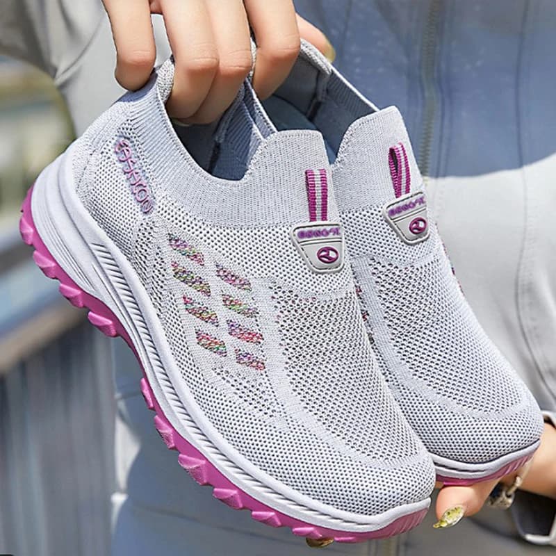 Women Vulcanized Shoes 2025 High Quality Breathable Mesh Women Sneakers Soft Slip On Flats Shoes Women Loafers Walking Flat