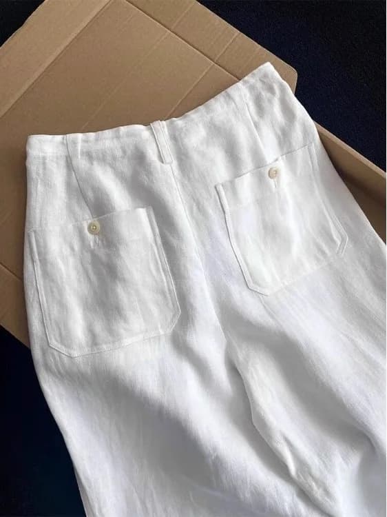 Women's Linen Pants Anti-Wrinkle Breathable Loose Fit Casual Trousers Comfortable Natural Waist Summer Fashion Style