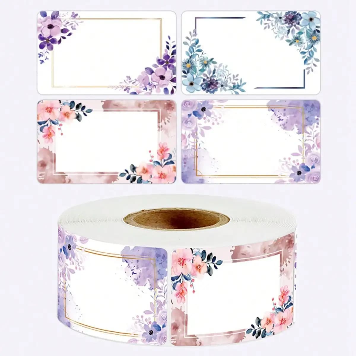250pcs/roll Baby Bottle Labels Name Tags Floral Name Labels for Classroom School Office Decor Baby Shower Birthday Party Decorat