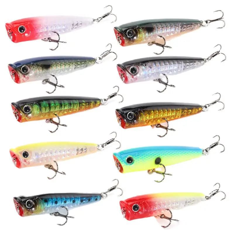Topwater Popper Fishing Lures 3D Hit The Water Wave FLoating Hard Bait Big Mouth Big Splash for Perch Bass Predatory carp
