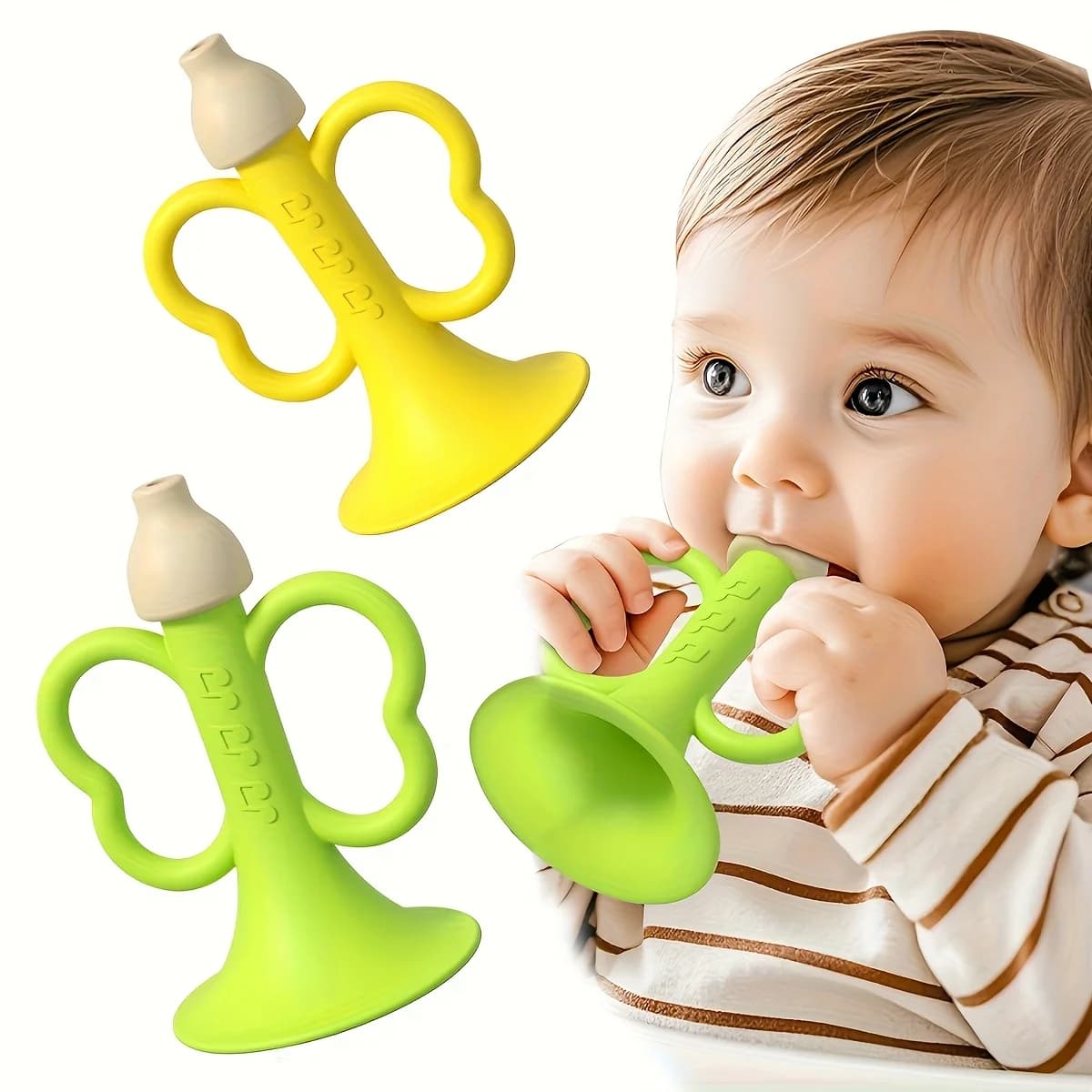 Baby Teething Horn, Baby Tooth Sensory Toy, Soft Teething Toy, Soothing Your Baby's Gums Through Multiple Sensory Points