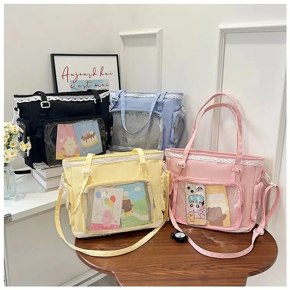 Ballet Girls Large Capacity Kawaii Itabag Japanese Transparent JK Shoulder Crossbody Bags Gift For Friends Teenage School Bags