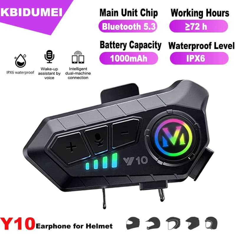 Motorcycle Helmet Headset IPX6 Waterproof Noice Reduction Earphone Super Long Standby Wireless Hands Free Headphone